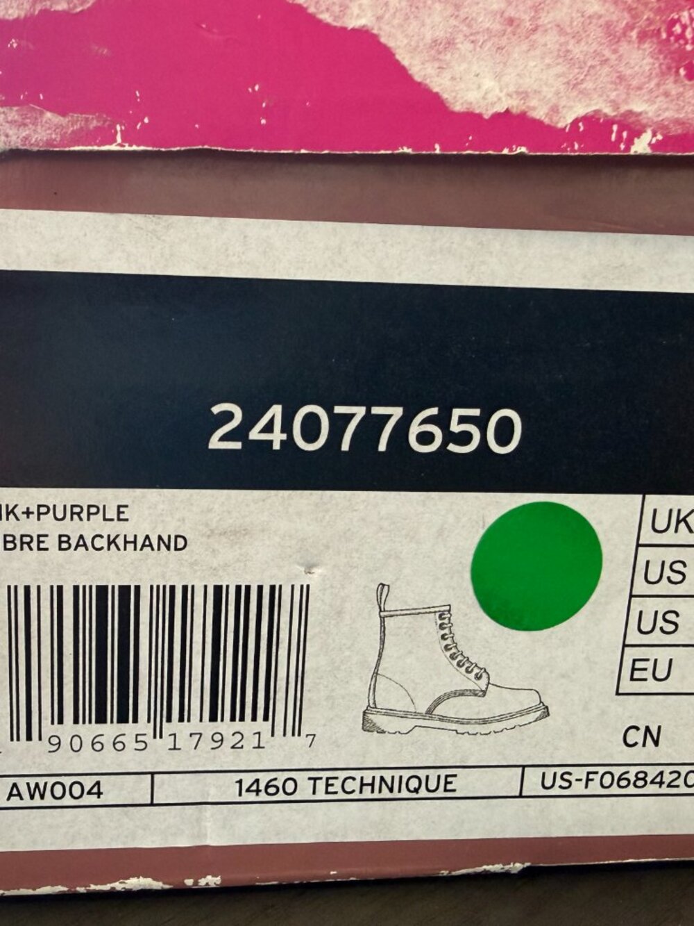 DR. MARTENS PINK+PURPLE OMBRE BACKHAND-LIKE NEW! - Picture 6 of 8